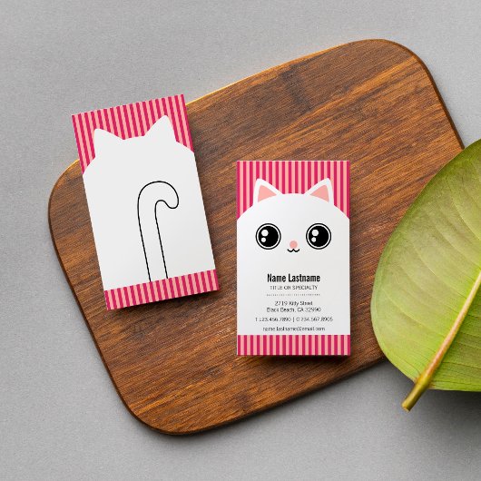 Niedliche White Kitty Cat Sitter Haustier Visitenkarte