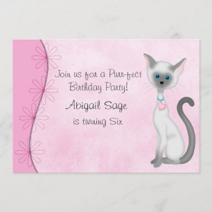 Niedliche White Kitty Cat und Blume auf Pink zum G Einladung