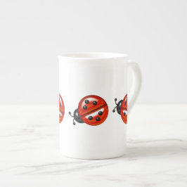 Niedliche White & Red Ladybug Knochen-China Porzellantasse