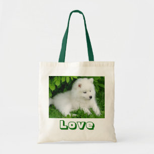 Niedliche White Samoyed Welpe Dog Leinwand Totbeut Tragetasche