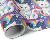 Niedliche White Snow Weihnachtskatze Geschenkpapier (Rolleneckpunkt)