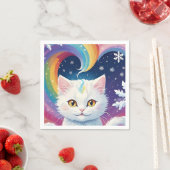Niedliche White Snow Weihnachtskatze Serviette (Beispiel)