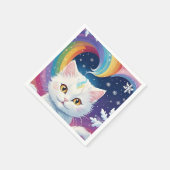 Niedliche White Snow Weihnachtskatze Serviette (Ecke)