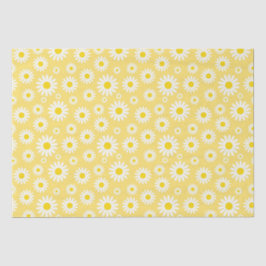 Niedliche White Spring Daisies auf Gelb Seidenpapier