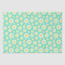 Niedliche "White Spring Daisies" auf "Green" Seidenpapier