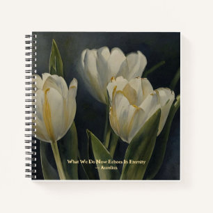 Niedliche White Tulips Aurelius Wisdom QuoteJourna Notizblock