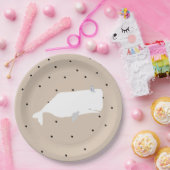 Niedliche White Whale Baby Dusche Neutral Beige Pappteller (Party)