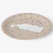 Niedliche White Whale Baby Dusche Neutral Beige Pappteller (Schrägansicht)