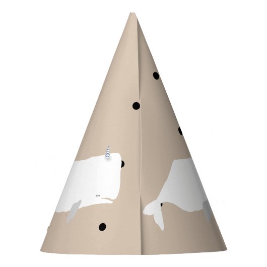 Niedliche White Whale Baby Dusche Neutral Beige Partyhütchen (Rückseite)