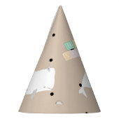 Niedliche White Whale Baby Dusche Neutral Beige Partyhütchen (Links)