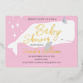 Niedliche White Whale Girl Babydusche Rosa Einladu Folieneinladung (Vorderseite)