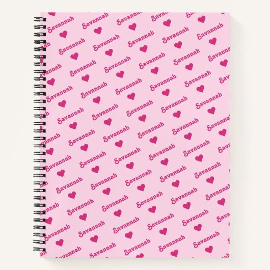 Niedliche Wiederholung Name & Herz Girly Pink Notizblock (Vorderseite)