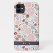 Niedliche Wiederholung Rosa Creme Botanischer Blum Case-Mate iPhone Hülle (Rückseite)