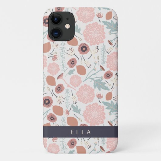 Niedliche Wiederholung Rosa Creme Botanischer Blum Case-Mate iPhone Hülle (Rückseite)