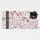 Niedliche Wiederholung Rosa Creme Botanischer Blum Case-Mate iPhone Hülle (Rückseite (Horizontal))