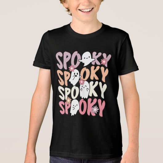 Niedliche Wiederholungs-Spooky Halloween-Ghost-Typ Tri-Blend Shirt (Vorderseite)