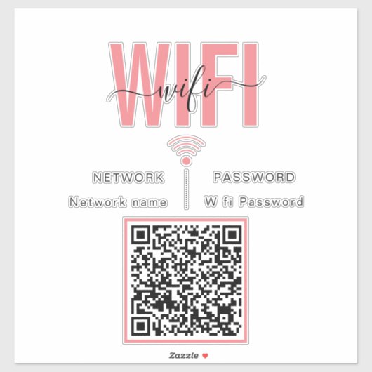 Niedliche WiFi-Kennwortsignatur | QR-Code Aufkleber (Blatt)