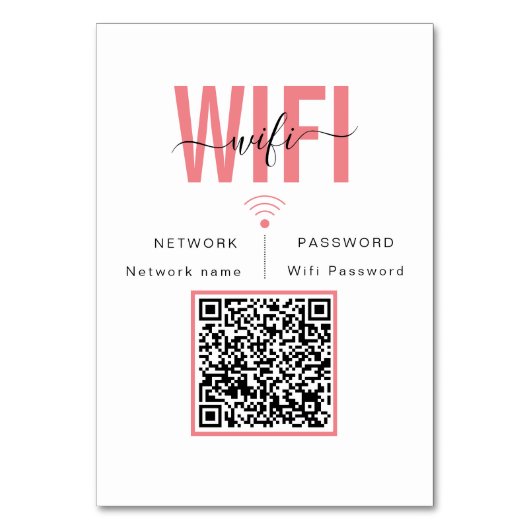 Niedliche WiFi-Kennwortsignatur | QR Code Table Ca Tischnummer (Vorderseite)