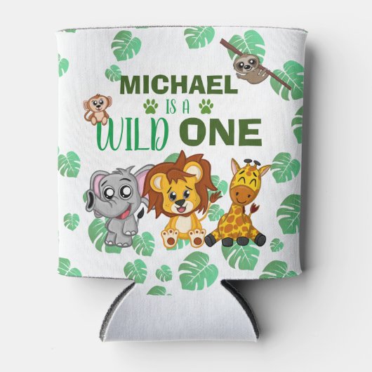 Niedliche wild lebende Dschungelsafari Tiere zum e Dosenkühler (Vorderseite)