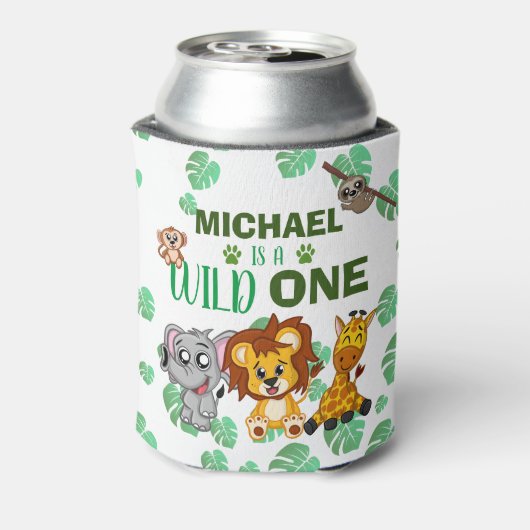 Niedliche wild lebende Dschungelsafari Tiere zum e Dosenkühler (Kanne Rückseite)