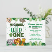 Niedliche wild lebende Dschungelsafari Tiere zum e Einladung (Stehend Vorderseite)