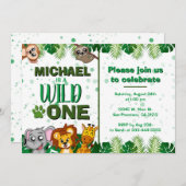 Niedliche wild lebende Dschungelsafari Tiere zum e Einladung (Vorne/Hinten)