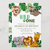 Niedliche wild lebende Dschungelsafari Tiere zum e Einladung (Vorne/Hinten)