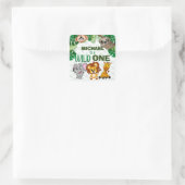 Niedliche wild lebende Dschungelsafari Tiere zum e Quadratischer Aufkleber (Tasche)