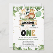 Niedliche wild lebende Tiere - Einladung zum Gebur (Vorderseite)