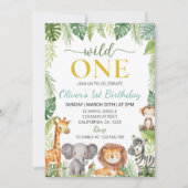 Niedliche wild lebende Tiere - Einladung zum Gebur (Vorderseite)