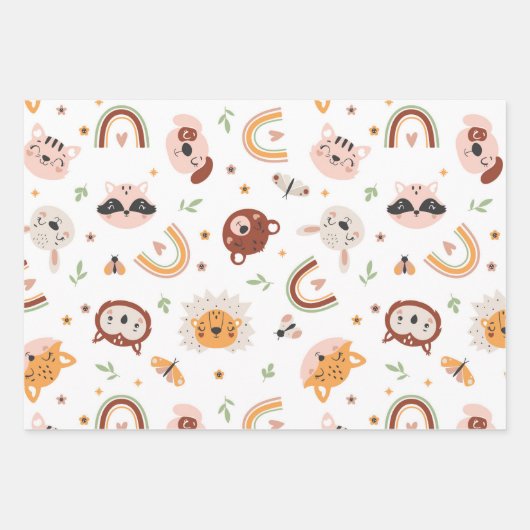 Niedliche wild lebende Tiere Geschenkpapier Set (Vorderseite 2)