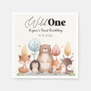 Niedliche wild lebende Waldtiere zum Geburtstag Serviette