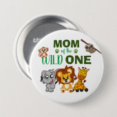 Niedliche Wild One Jungle Safari Zoo Mama Button (Vorne & Hinten)