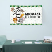 Niedliche Wild One Safari Jungle Tiere 1. Geburtst Banner (Messeveranstaltung)