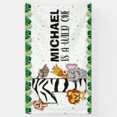 Niedliche Wild One Safari Jungle Tiere 1. Geburtst Banner (Vertikal)