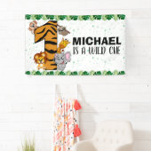 Niedliche Wild One Safari Jungle Tiere 1. Geburtst Banner (Insitu)