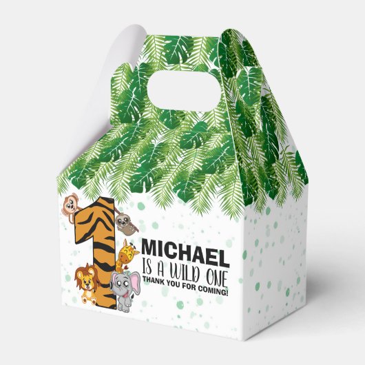 Niedliche Wild-One-Safari-Jungtiere zum ersten Geb Geschenkschachtel (Vorderseite)