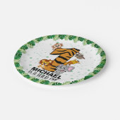 Niedliche Wild-One-Safari-Jungtiere zum ersten Geb Pappteller (Schrägansicht)