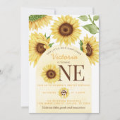 Niedliche Wild-Sonnenblume, die 1. Geburtstag Part Einladung (Vorderseite)