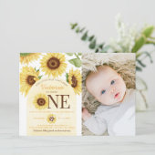 Niedliche Wild-Sonnenblume, die 1. Geburtstag Part Einladung (Stehend Vorderseite)