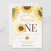 Niedliche Wild-Sonnenblume, die 1. Geburtstag Part Einladung (Vorderseite)