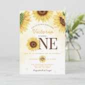Niedliche Wild-Sonnenblume, die 1. Geburtstag Part Einladung (Stehend Vorderseite)