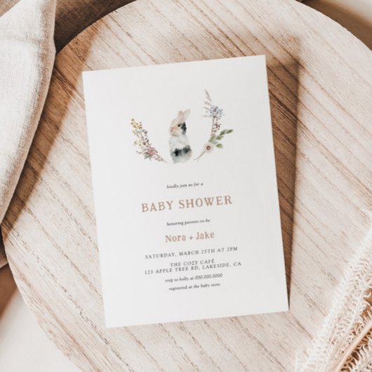 Niedliche Wildblume Bunny Tan Kinderdusche Einladu Einladung