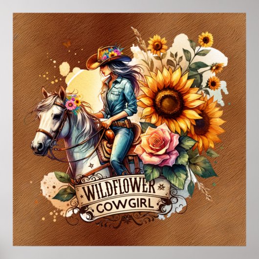 Niedliche Wildblume Cowgirl Western Poster (Vorne)