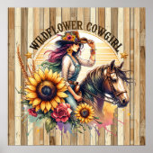 Niedliche Wildblume Cowgirl Western Poster (Vorne)