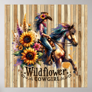 Niedliche Wildblume Cowgirl Western Poster