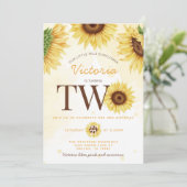 Niedliche Wildblume, die zum zweiten Geburtstag Pa Einladung (Stehend Vorderseite)