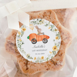 Niedliche Wildblume Kaninchen Ostern Geburtstag Runder Aufkleber