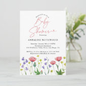 Niedliche Wildblume Kinderdusche Einladung (Stehend Vorderseite)