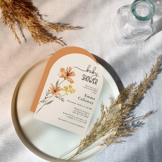 Niedliche Wildblume Kinderdusche Einladung